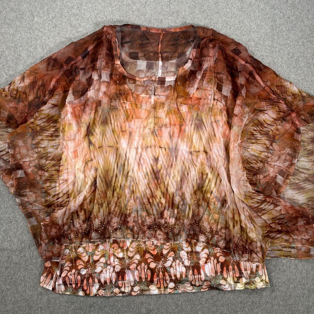Cato Sheer Overlay Tunic Tank Top Women's 14/16W Pale Dogwood Bedazzled New